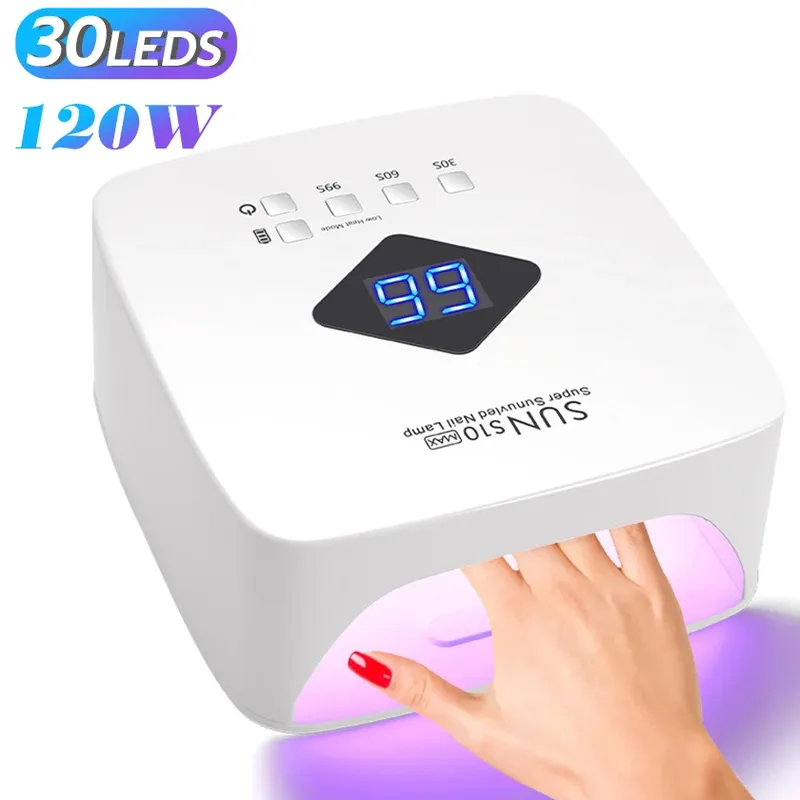 120w UV LED Nagel lampe Akku 30 leds Nagel trockner mit 3 Timer-Einstellungen wiederauf ladbare Maniküre-Lampe zum Aushärten aller Nägel Gel