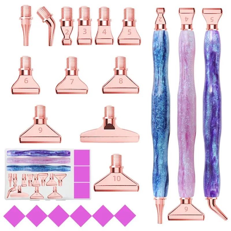 1Set 5D Harz Diamant Malerei Stift Mit Metall Ersatz Stift Köpfe Multi Placers Punkt Bohrer Stifte für DIY diamant Nail art Werkzeug