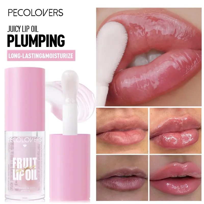 GROSSES Frucht-Lippenöl, Lippenverstärker, praller, großer Pinsel, feuchtigkeitsspendend, klarer Lipgloss, sexy Lippen-Make-up, Pflegekosmetik für Frauen, Mädchen, Damen