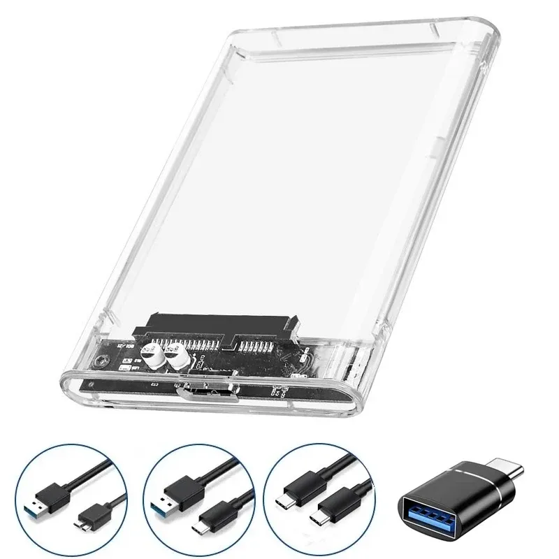 Festplattenboxen USB 3.0/Typ C zu SATA III Festplattengehäuse 2,5 Zoll HDD SSD Externes Gehäuse Festplattengehäuse Externes Festplattengehäuse