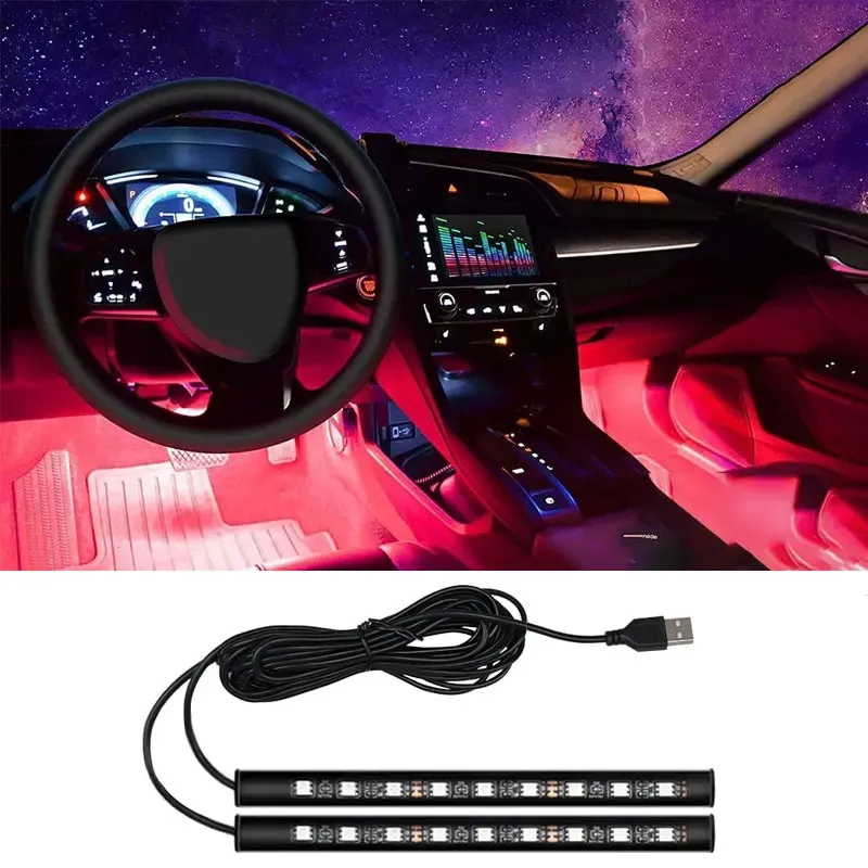 Neue LED Auto Innen Umgebungs Fuß Streifen Licht Kit Hintergrundbeleuchtung 5V USB Auto Dekorative Atmosphäre Neon Lampe Fahrzeug Zubehör