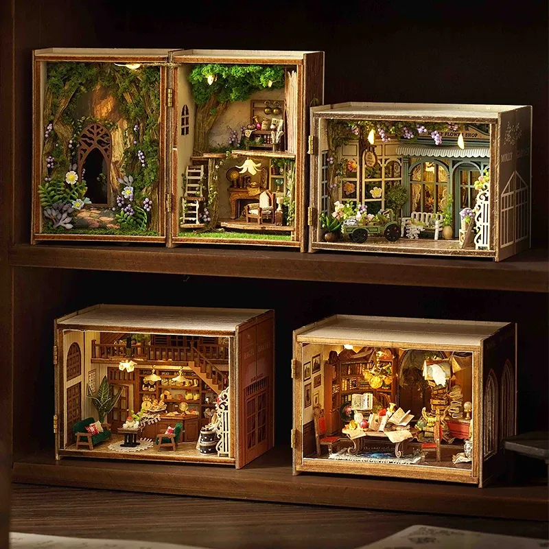 DIY Miniatur Puppenhaus 3D Puzzle Kleines Haus Montage Gebäude Modell Kit Spielzeug Hause Mit Möbel Beleuchtung Holz Handwerk Geschenke