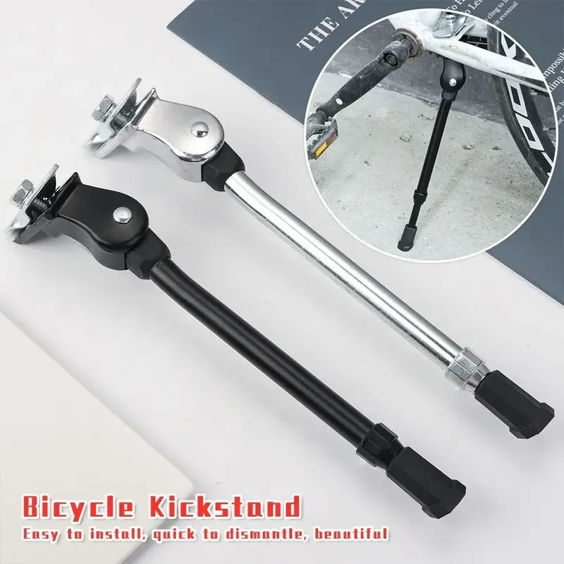 Bike Kick Stand Cycle Verstellbarer Legierungsfuß Heavy Duty Prop Fahrrad Berge Sport Schwarz Silber