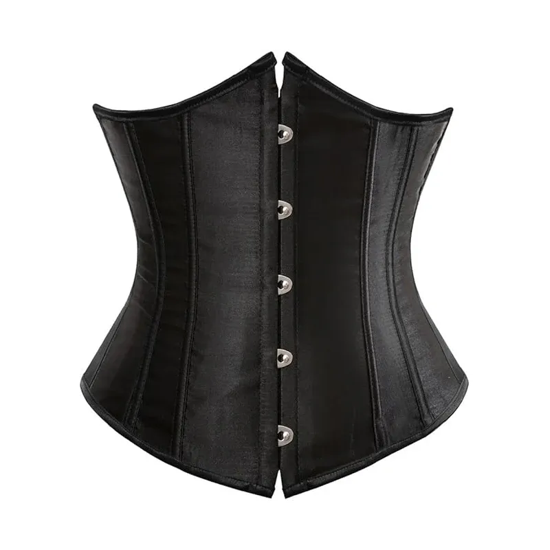 BurVogue Damen-Unterbrustkorsett aus Satin, Bustier, Taillentraining, Cincher, Übergröße, sexy Schnür-Bustiers und Korsetts
