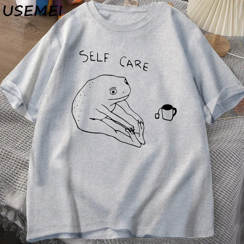 Lustige Frosch Selbst Pflege T-Shirt Retro Cottagecore Frosch Gedruckt T-shirt Frauen Männer Sommer Rundhals Kurzarm T-shirt Streetwear