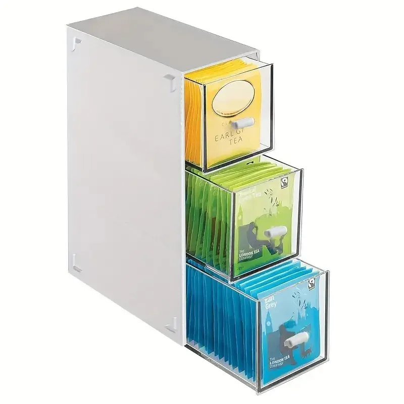Aufbewahrungsbox für Teebeutel mit 1 Schublade, Aufbewahrungsbox für die Küche, Aufbewahrungsbox für Schrank, Arbeitsplatte, Aufbewahrungsbox für Kaffee, Tee, Zucker