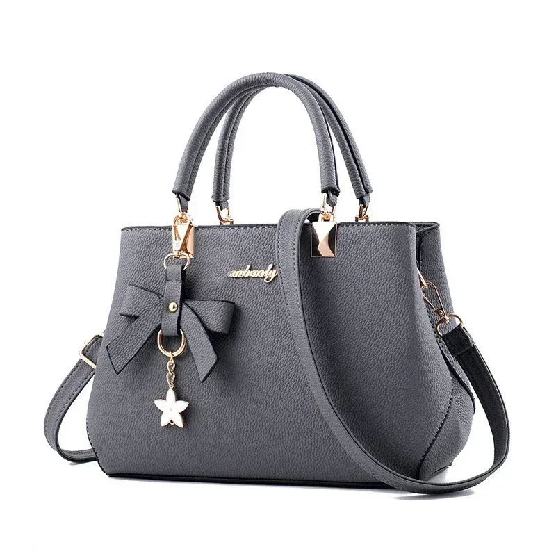 Frauen Messenger Taschen Mit Blume Anhänger Büro Damen Mode Totes Reine Handtasche Für Weibliche Neue Umhängetaschen Umhängetaschen
