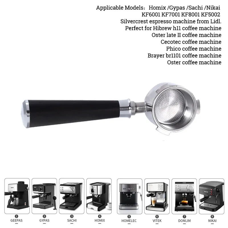 51 mm bodenloser Kaffee-Siebträger mit 1 2 4 Tassen Korb für Homix Hibrew h11 Oster Cecotec Phico Brayer br1101 Kaffeemaschine