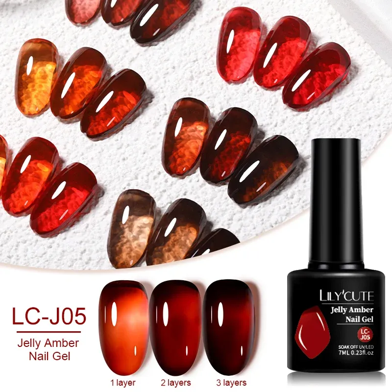 LILYCUTE 7ML Jelly Amber Gel Nagellack Braun Kristall Durchscheinend Matt Farbe Nail art Gel Semi Permanent UV Gel polnisch Lack
