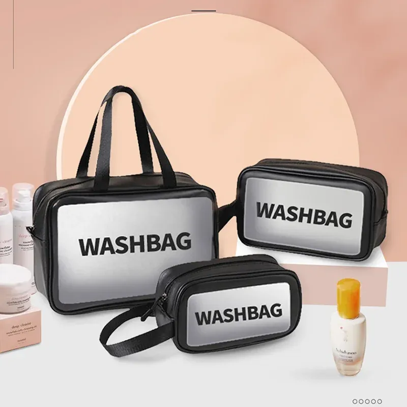 1pc schwarz transparent tragbare Frauen Reise Wasch beutel wasserdicht Make-up Aufbewahrung beutel große Kapazität kosmetischen Organizer