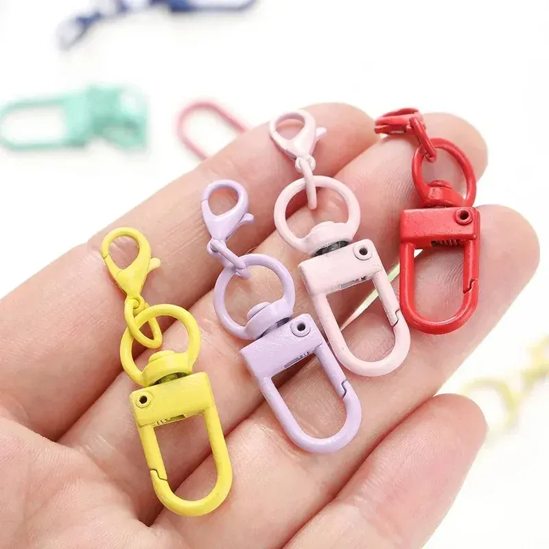 10 Stück/Lot bunte Karabinerverschlusshaken aus Metall – Zubehör für Schlüsselanhänger und Schmuckherstellung, DIY-Halsketten-/Armbandzubehör