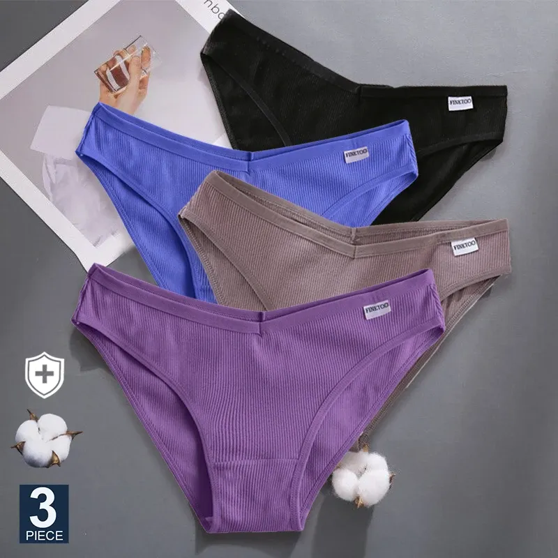 Finetoo 3 teile/satz M-XXL Frauen sexy Baumwolle Höschen Unterwäsche weibliche Unterhosen Frau Slips Baumwolle Höschen Mädchen intimates Dessous