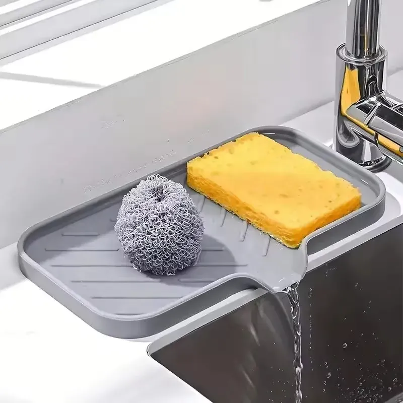 Silikon Wasserhahn Matte Küche Waschbecken Tablett Seife Spender Schwamm Ablauf Pad Waschbecken SplashDrying Matte Arbeitsplatte Ablage SoapTray