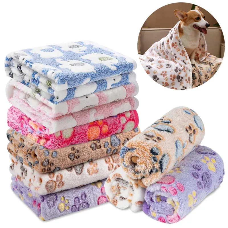 Hundebettmatte, Decke, weiche, flauschige Haustierdecke, niedliche Pfoten/Elefant-Muster, Haustier-Reisematte, warme, bequeme Decke für Katzen und Hunde