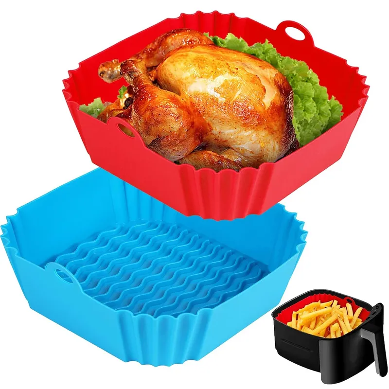 Air Fryer Silikon Liner Topf, Airfryer Korb Kochen Gadgets, Wiederverwendbare Backblech Antihaft Pizza Pan Ofen Küche Zubehör