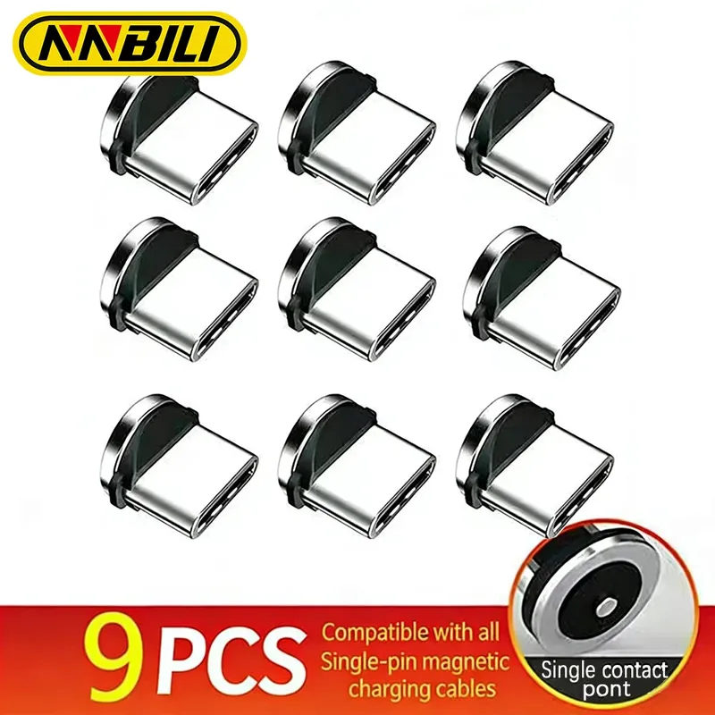 NNBILI 9 Stück Konverter-Ladekabel-Adapter für Mobiltelefon 360 °   Rotation Magnetspitzen Ersatzteile Einfache Bedienung Langlebig