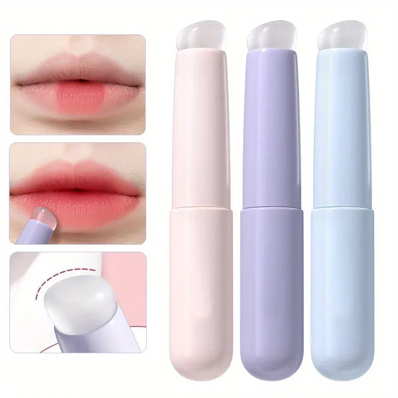 Silikon-Lippenbürste mit ABS-Kunststoffgriff, tragbarer Lippenstift- und Lippenbalsam-Applikator mit Kappe, perfektes Mischen und Verschmieren