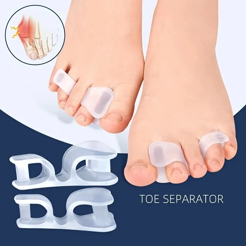 2 Stück Hallux Valgus Fußpflege Pediküre Silikongel Glätteisen Zwei Loch Zehenspreizer Fingerschutz Bunion Adjuster