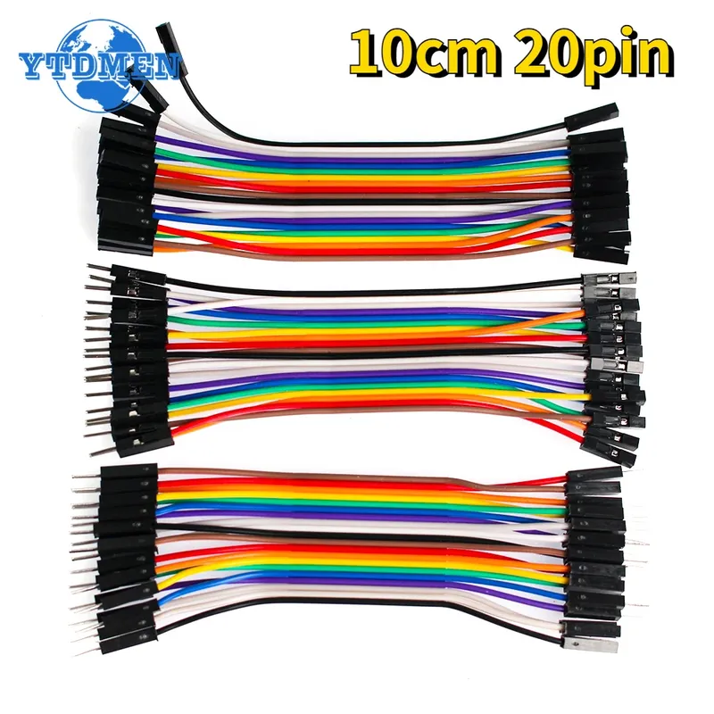 Dupont Line 10 cm Dupont-Kabel für Arduino, Überbrückungsdraht, Stecker auf Stecker, Buchse auf Buchse, Stecker auf Buchse, 20-poliges DIY-Elektronik-Set