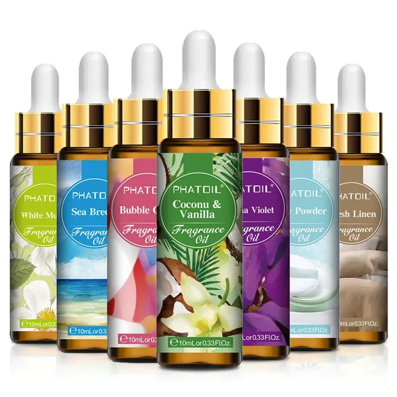 PHATOIL 10 ml Duftöl für Frauen, Erdbeere, Pfirsich, Engel, Meeresbrise, Kokosnuss und Vanille, Kaugummi, Aromatherapie-Duftöle