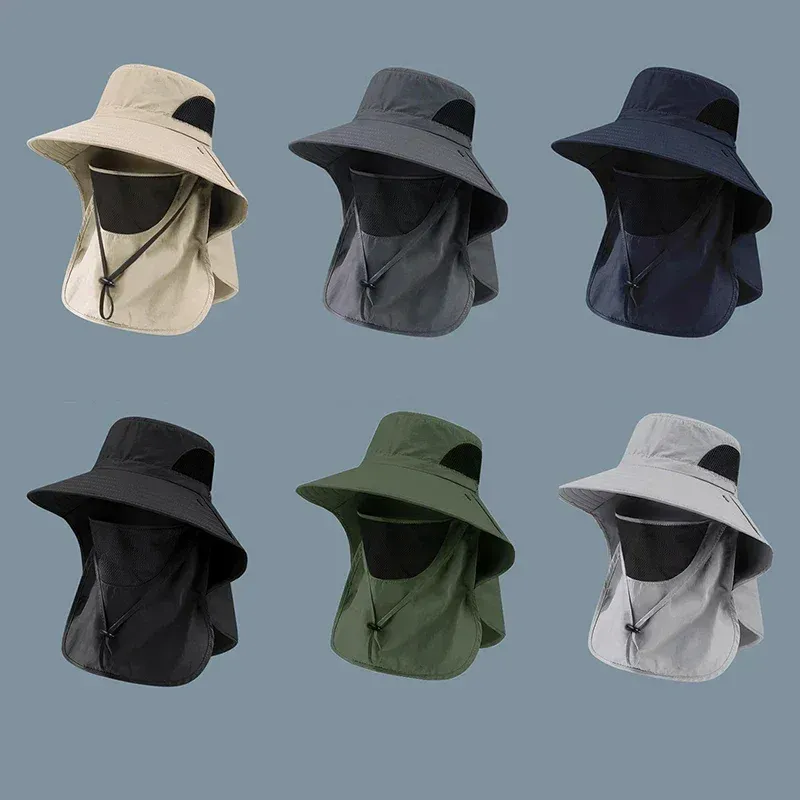 Sommer Sonnenhüte UV Schutz Outdoor Jagd Angeln Kappe Für Männer Frauen Wandern Camping Visier Eimer Hut Neck Flap Fischer Hut