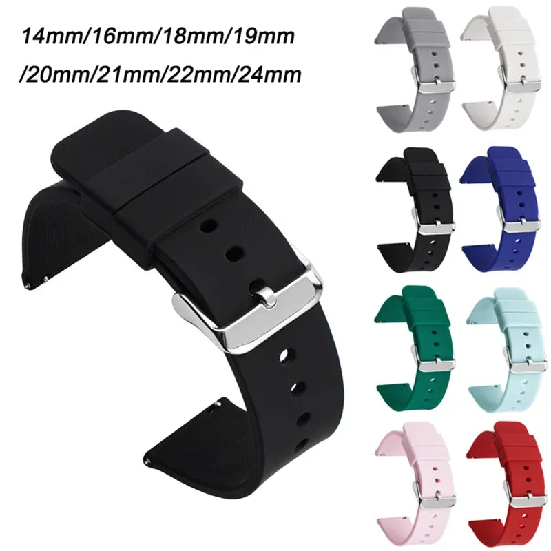14mm 16mm 18mm 19mm 20mm 21mm 22mm 24mm Schnellverschluss Weiches Silikon Uhrenarmband Universal Gummi Wasserdicht Armband Ersatz