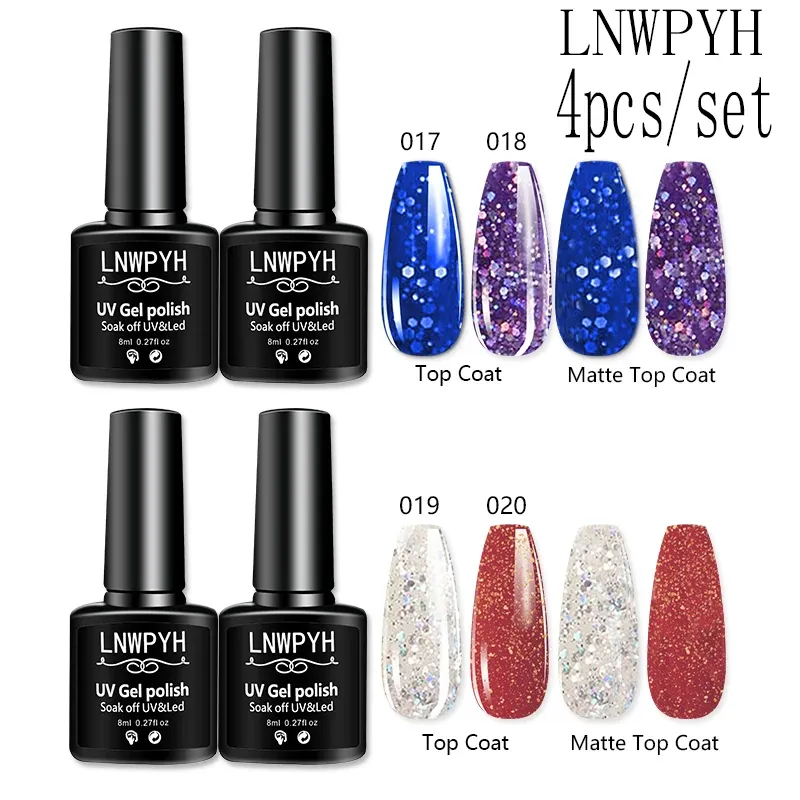 2/4Pc Maniküre Gel Polnischen Kit Semi Permanent Gel Vernis Basis Mantel Top Mantel UV LED Nagel Gel Soak Off UV Nail art Gel Lack Set