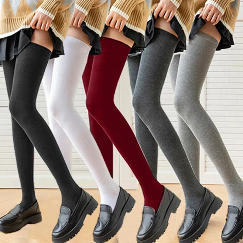 Frauen Sexy Soild Farbe Lange Strümpfe Frauen über Knie Oberschenkel Hoch über die Knie Strümpfe Lolita Damen Warme Knie Socken