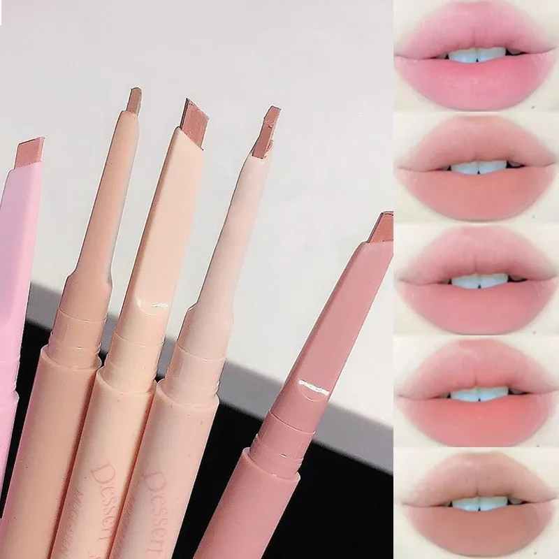 Dessert Lip Liner Automatisch drehbarer, wasserfester, langlebiger Lippen-Lippenstiftstift ohne Farbumriss