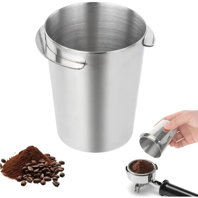 53mm Kaffee Dosierung Tasse Edelstahl Dosierung Tasse Kaffee Pulver Tasse Kaffee Pulver Feeder Espresso Maschine Coffeeware Zubehör