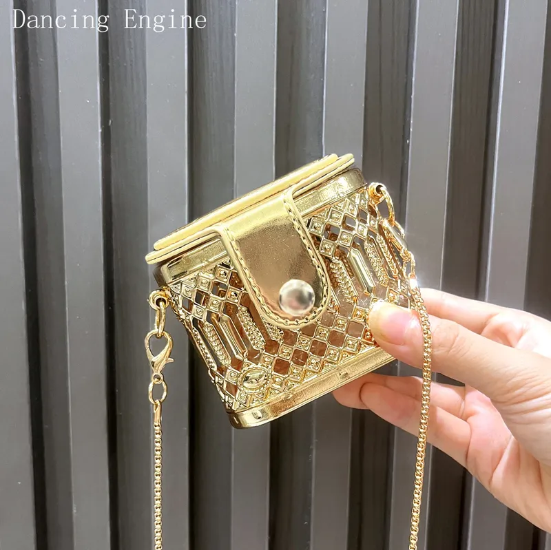 Kleine Tasche Golden Designer Umhängetaschen Abendtasche Geldbörsen und Handtasche lustige Metallform Clutch Geldbörse Party Hochzeit
