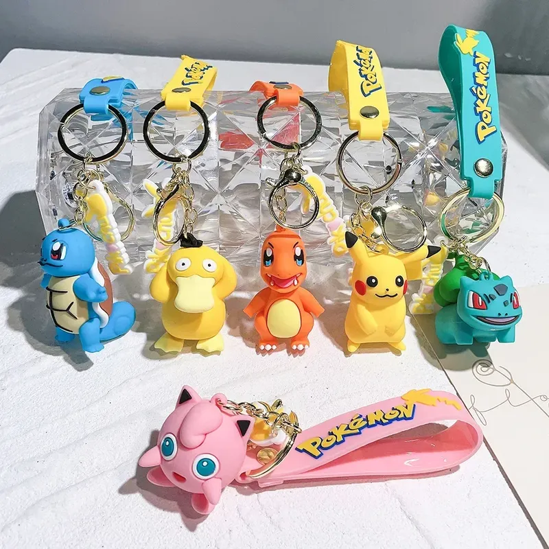 Pokemon Schlüsselanhänger Pikachu Anime Actionfigur Spielzeug Kawaii Cartoon Mode Charmander Psyduck Puppe Schlüsselanhänger Auto Tasche Widget Kind Geschenk