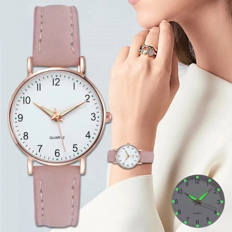 Mode Uhr Für Frauen Leder Gürtel Uhren Damen Luxus Analog Quarz Leuchtende Armbanduhr Uhr Relogio feminino