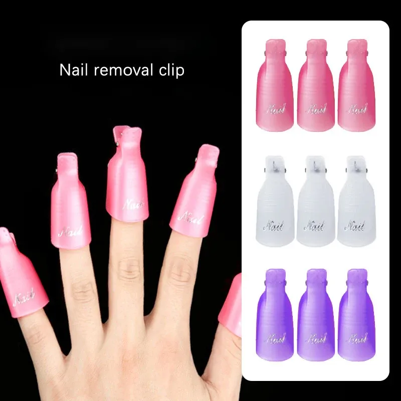 10 teile/beutel Nagel Acryl Entfernung Clip für Entfernen UV LED Gel Polnisch Lila Rosa Maniküre Werkzeuge Nagel Liefert für Profis