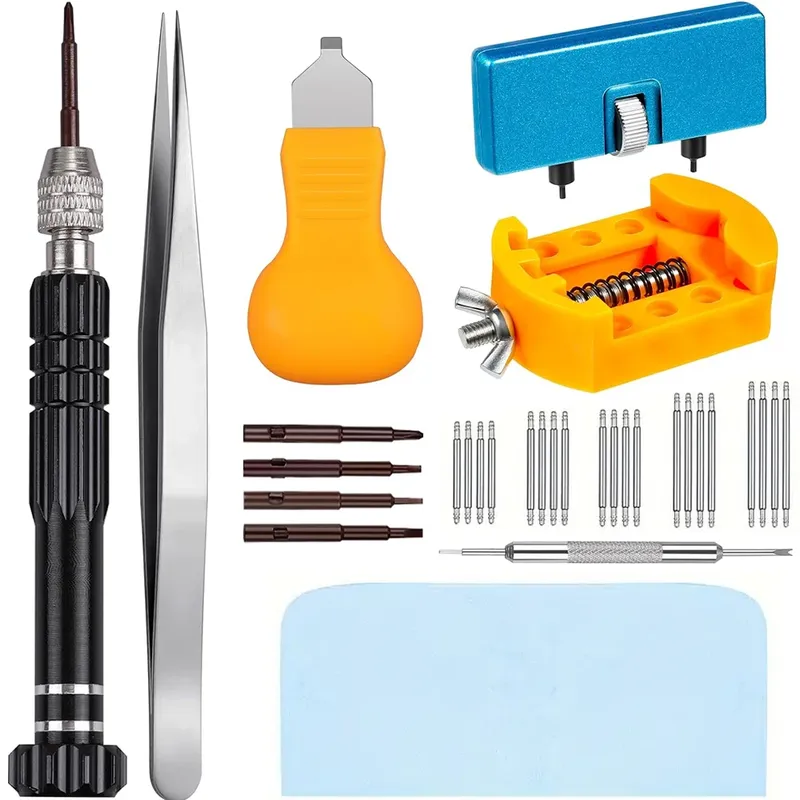 32 stücke Uhr Batterie Ersatz Kit Schrauben dreher Uhrengehäuse Öffner Band Ersatz halter Feder stange Pinzette Werkzeug