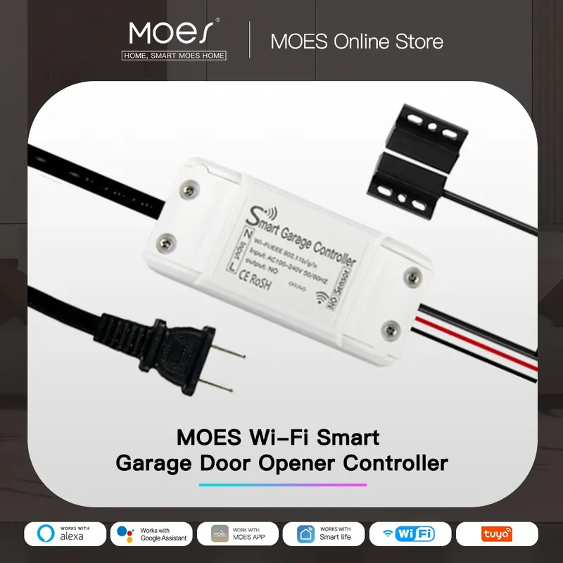 Moes Tuya Wifi Smart Garagentor Controller Öffner Sensor Smart Life/Tuya App Fernbedienung mit Alexa Echo Google Home kein Hub erforderlich
