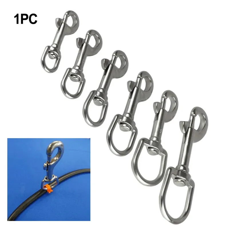 1 STÜCK 316 Edelstahl Schwenk-Augenschraube Feder-Karabinerhaken Marine Diving D-Ring-Karabinerhaken mit Drehgelenk für Tauchen Haustierleine