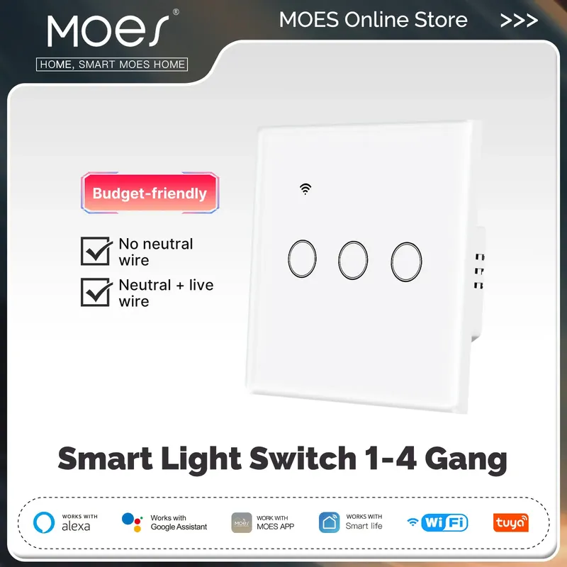 Tuya Wifi Smart Lichtsc halter Glas Touch Control feuerfest kein neutrales Kabel erforderlich Fernbedienung Arbeit mit Alexa Google Home