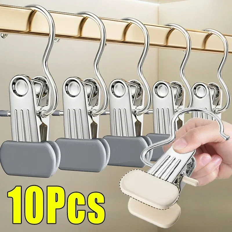 Edelstahl Kleidung Clips mit Haken Wäscheklammer Wäscheklammer Tragbare Schrank Hängende Kleidung Clip Kleiderschrank Organizer Kleiderbügel