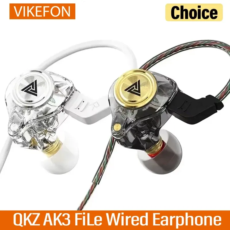 QKZ AK3 FiLe Kabelgebundener Kopfhörer mit Mikrofon, HiFi-Musikmonitor, Bass-Kopfhörer, Headset mit Geräuschunterdrückung für Sport-Gaming-Ohrhörer