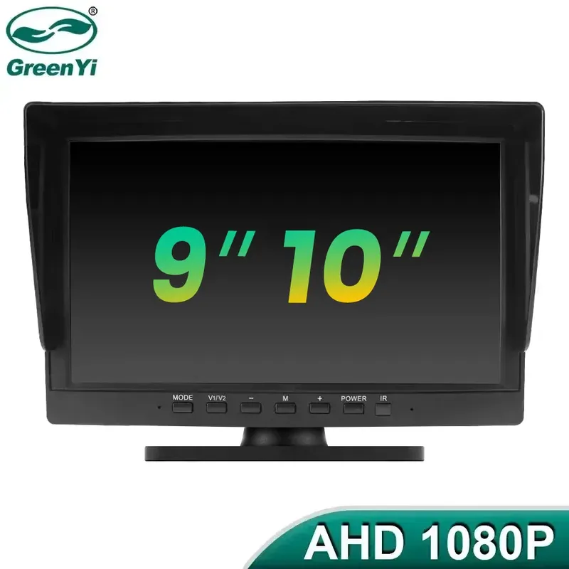 GreenYi 9/10 Zoll AHD-Monitor IPS-Bildschirm 4-poliger Stecker AV-Kabel für LKW, Bus, Fahrzeug, Wohnmobil, Auto