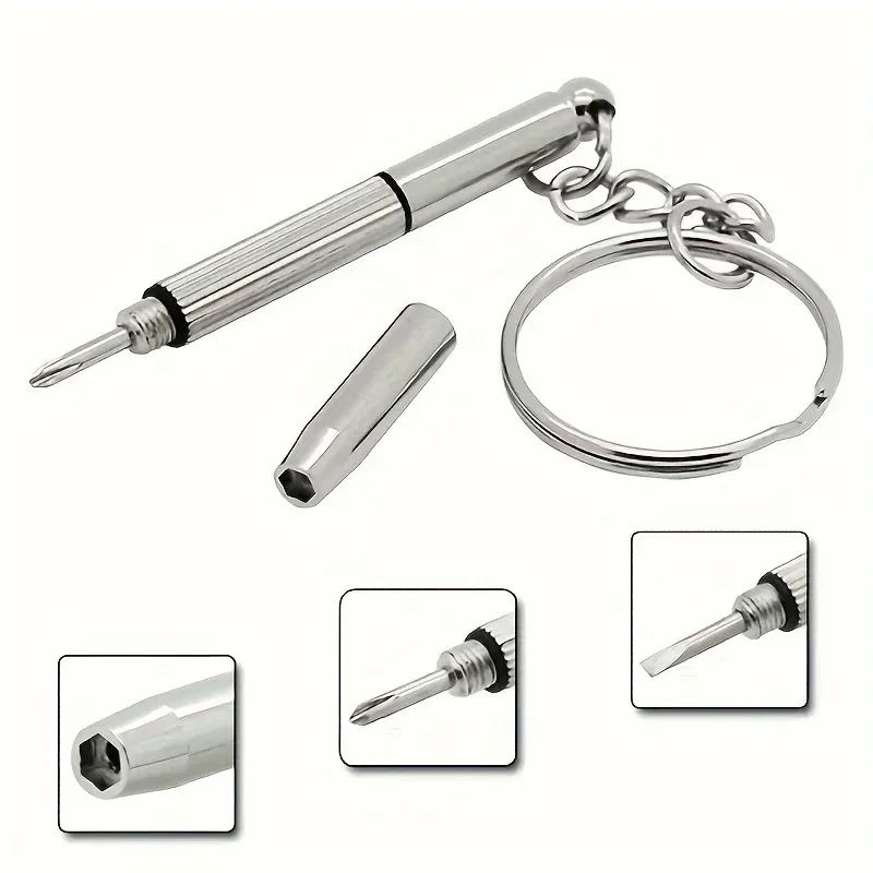 Mini-Handbrillen-Schraubendreher, 3-in-1-Brillenreparatursets, Multifunktions-Schraubendreher-Set für Sonnenbrillen, Uhren und Brillen mit Schlüsselanhänger