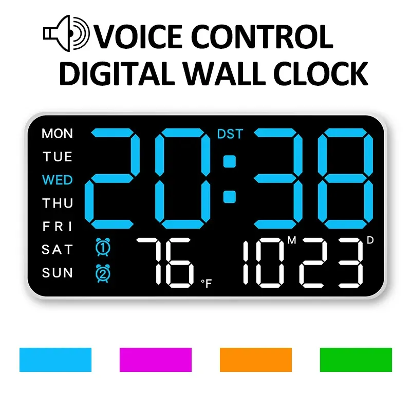 Große digitale Wanduhr Temperatur Datum Woche Anzeige Fernbedienung USB-betriebene Tisch uhr Wand montage Doppel alarm LED-Uhren