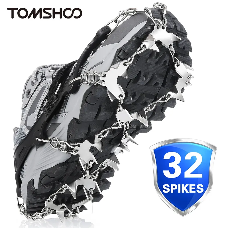 Tomshoo 32 Zähne Eis greifer Spike für Schuhe Anti-Rutsch-Wandern Klettern Schnees pitzen Steigeisen Stollen Ketten krallen Griffe Stiefel Abdeckung