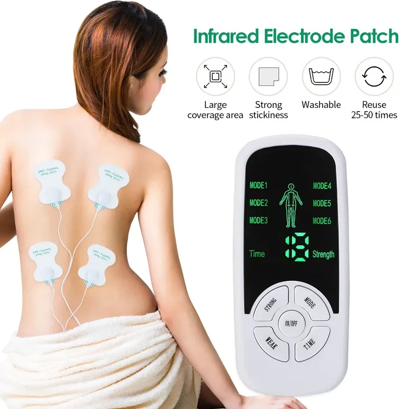 EMS Pulse Elektrischer Muskelstimulator Nacken-Körpermassagegerät Tens Akupunktur Meridian Physiotherapie Digitale Massage mit Pads
