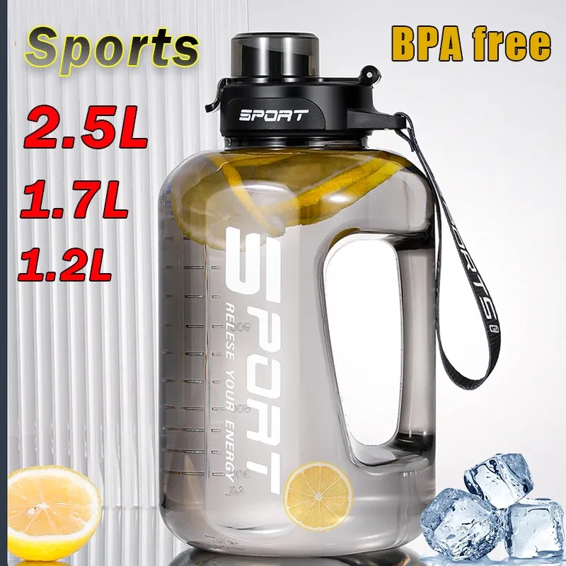 2-Liter-Wasserflasche mit großem Fassungsvermögen und Strohhalmdeckel, Sport- und Fitnessstudio-Wasserkocher für Campingreisen, BPA-freie Trinkflaschen