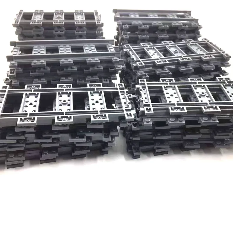 50 Teile/los Stadt Züge Zug Gleis Schiene Gerade Schienen Technische Bausteine Set Bricks Modell Kinder Klassisches Spielzeug Für Kinder