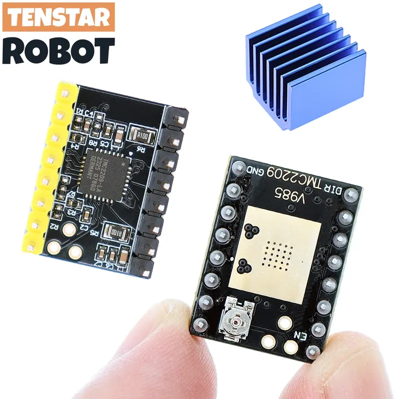 TENSTAR TMC2209 Modul V2.0 mit Kühlkörper, Schrittmotortreiber, 2 A, StepStick, 3D-Druckerteile, 256 Unterteilung, leises Drucken