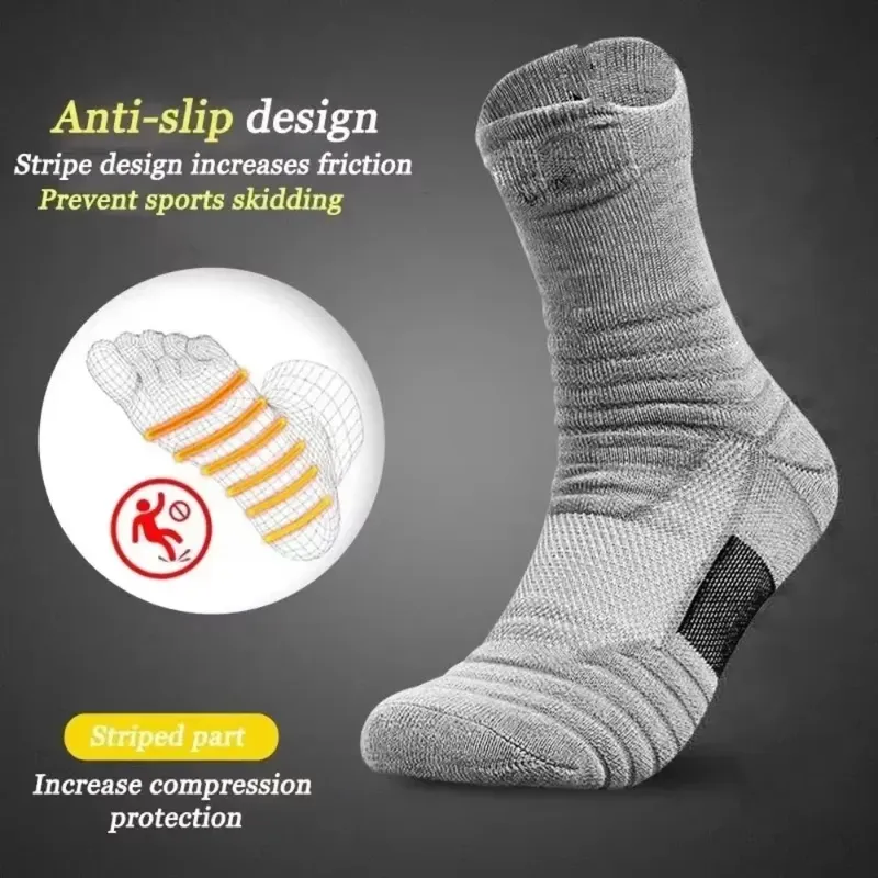 3 Paar/Lot Herrensocken Kompressionsstrümpfe Atmungsaktive Basketball-Sport-Radsocken Feuchtigkeitsableitende Hochelastische Röhrensocken