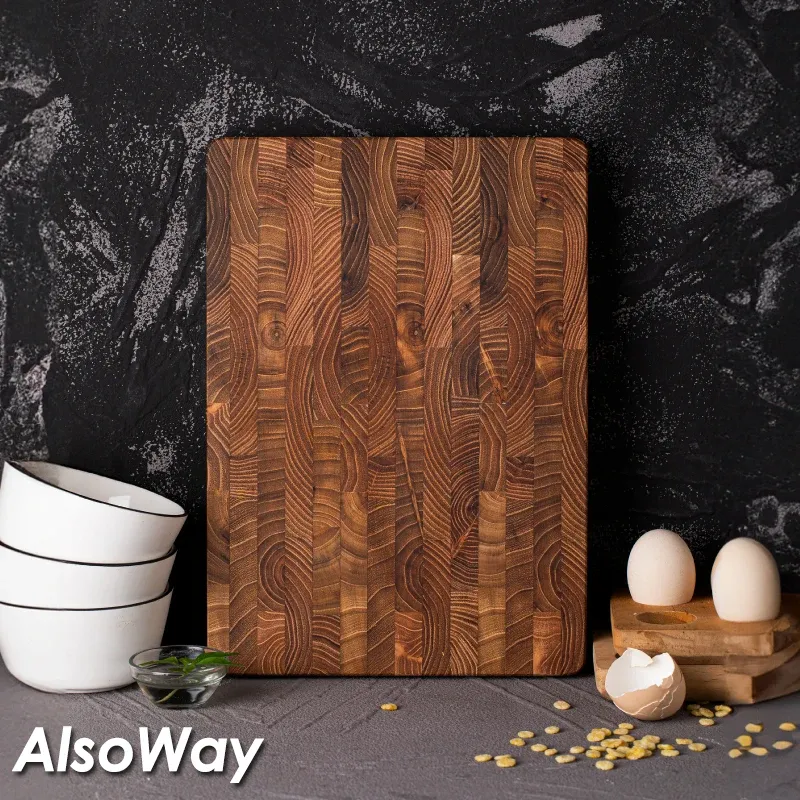 Großes, hochwertiges Teakholz-Schneidebrett: 16,5 x 11,8 Zoll/13,3 x 9,5 Zoll, 1 Zoll dick, geeignet für Weihnachten, Halloween